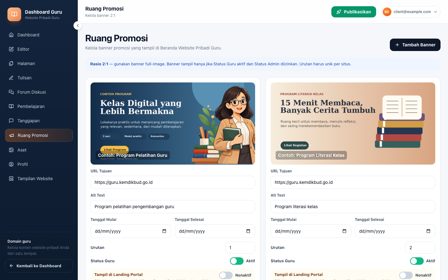 Halaman Ruang Promosi — grid banner 2:1